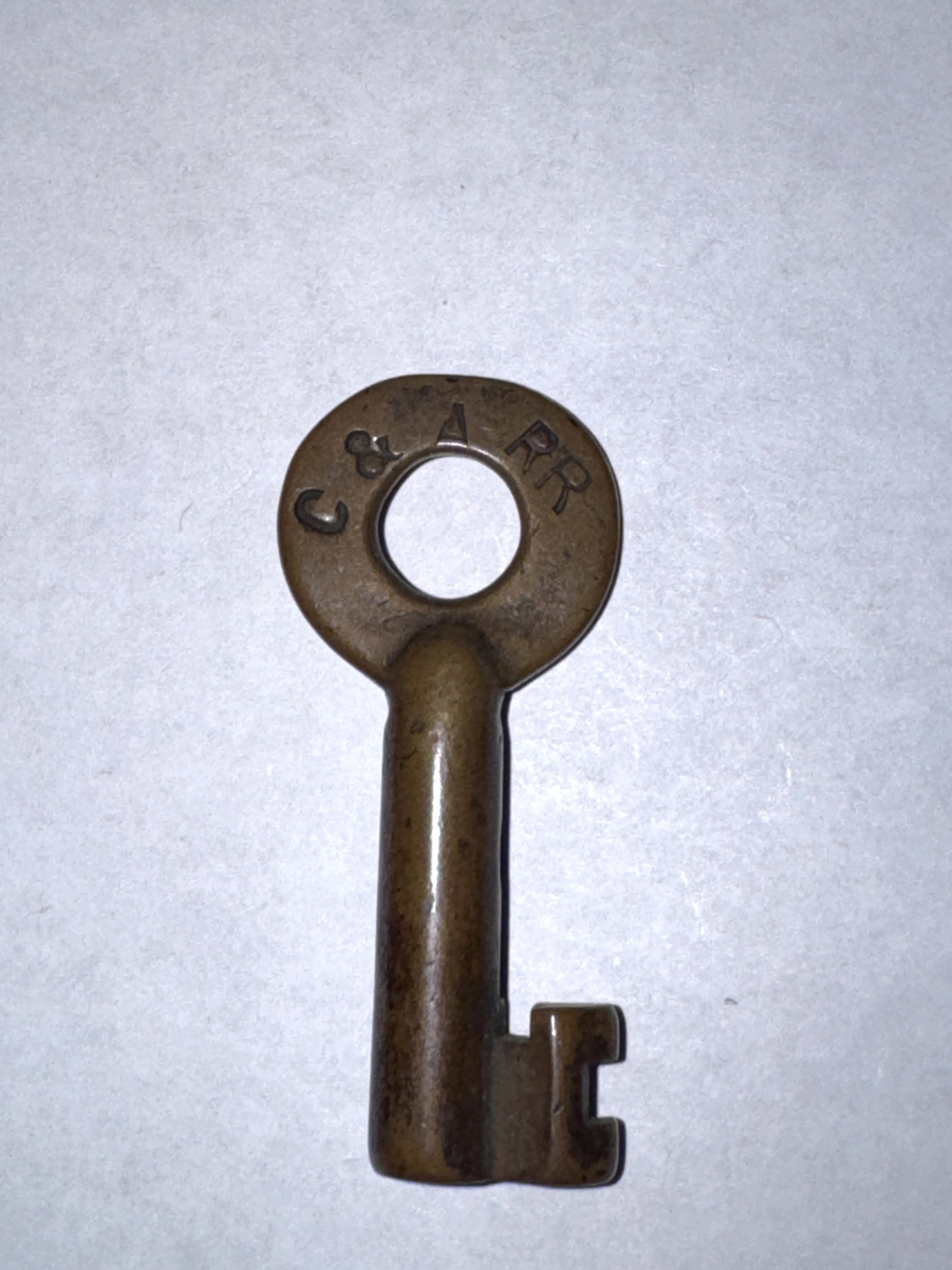Chicago and Alton Railroad Adams & Westlake (oval) Brass Switch Key C&ARR