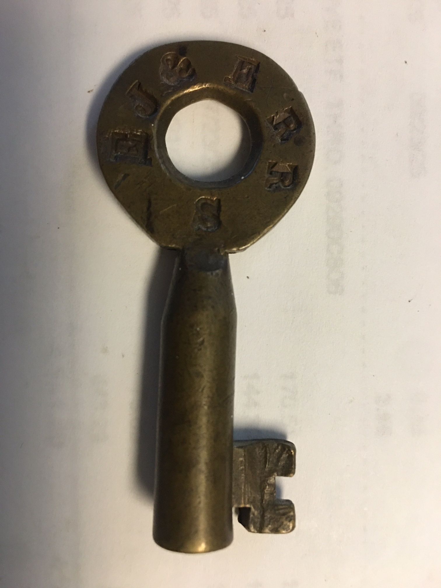 Elgin Joliet & Eastern RR Union Brass Mfg. Co. [no hallmark] Brass Switch Key EJ&ERR