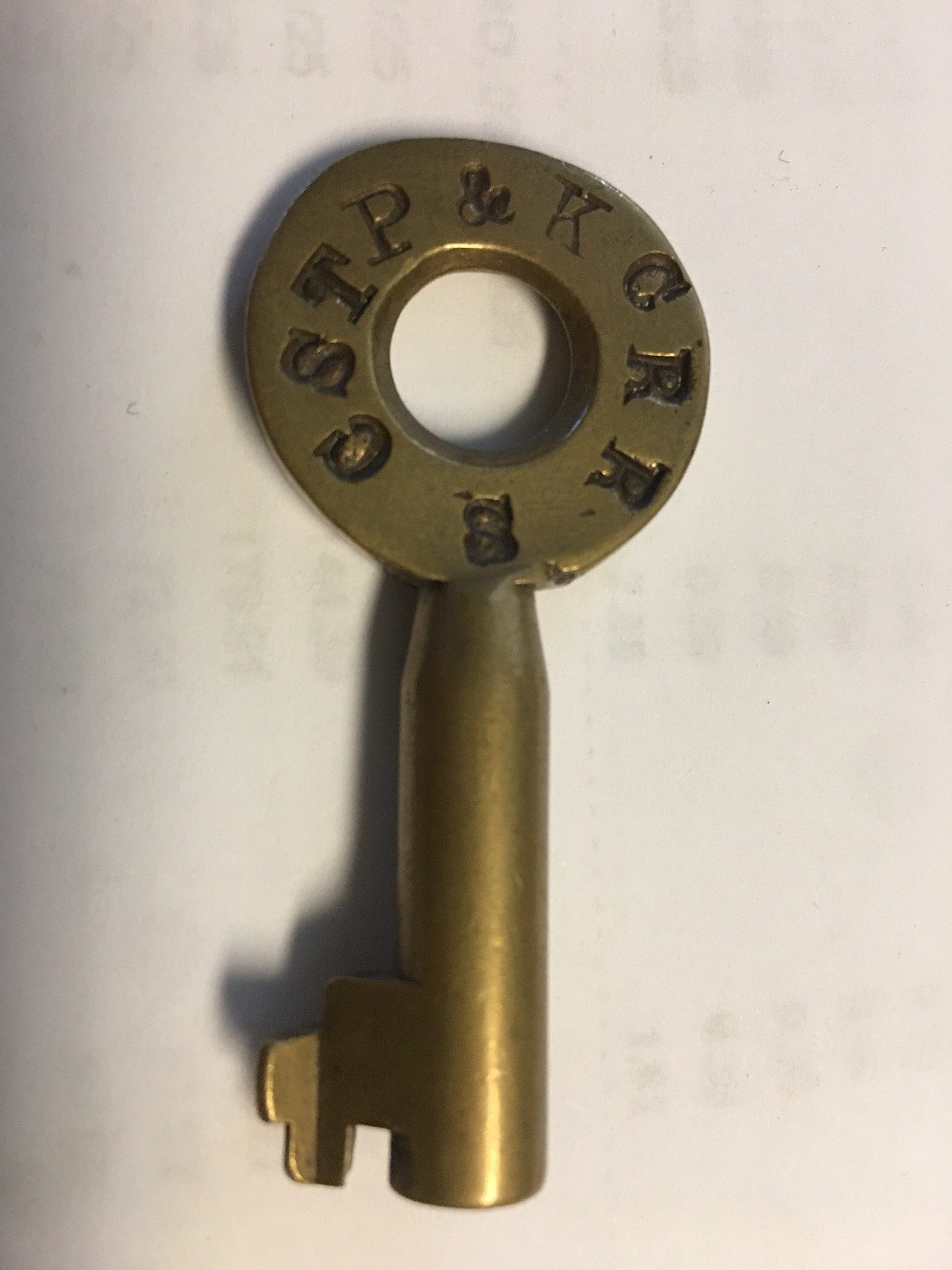 Chicago St Paul & Kansas City RR Union Brass Mfg. Co. [no hallmark] Steel Switch Key CSTP&KCRR