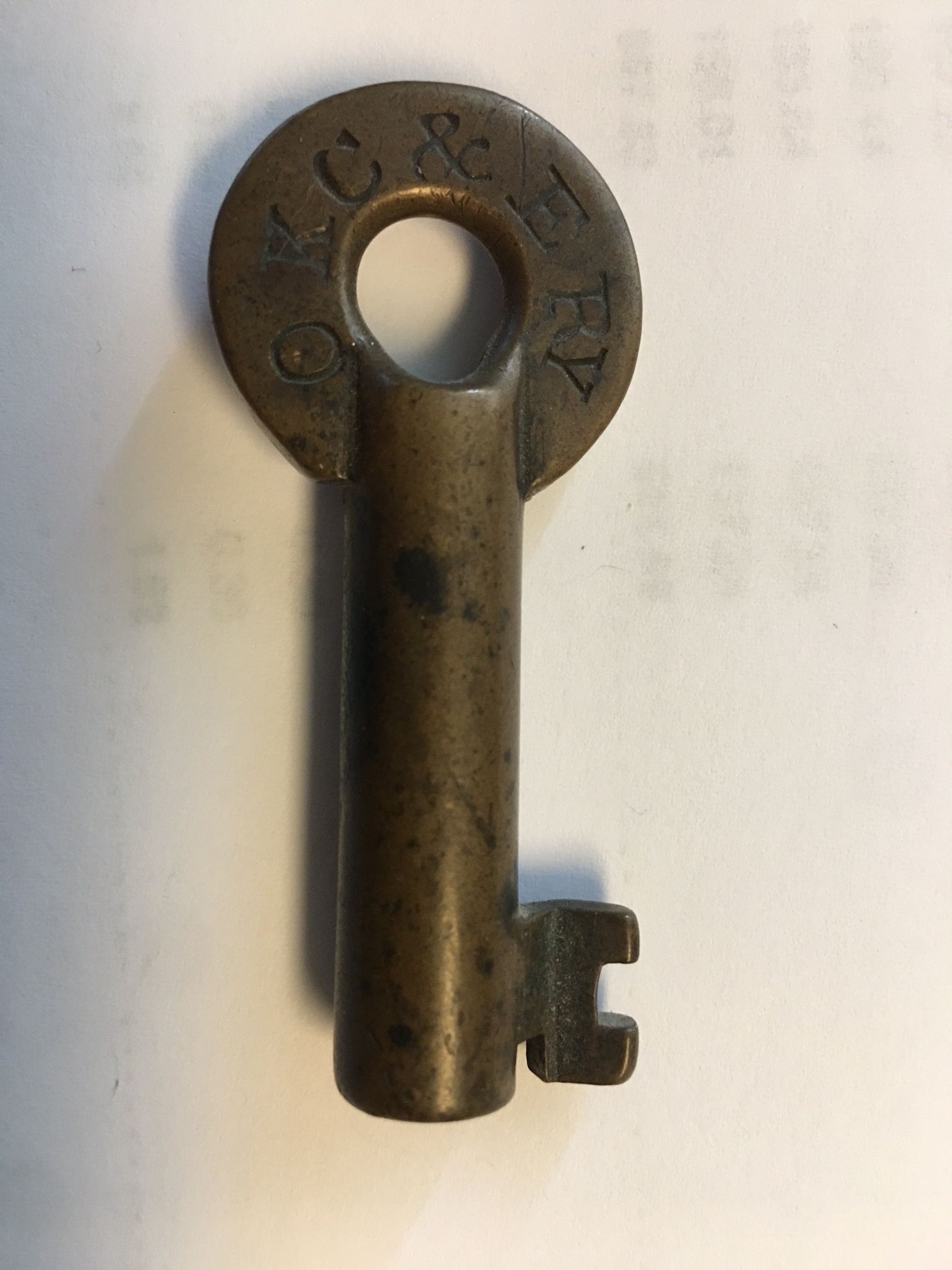 Omaha Kansas City & Eastern RY M. M. Buck & Co. Brass Switch Key OKC&ERY