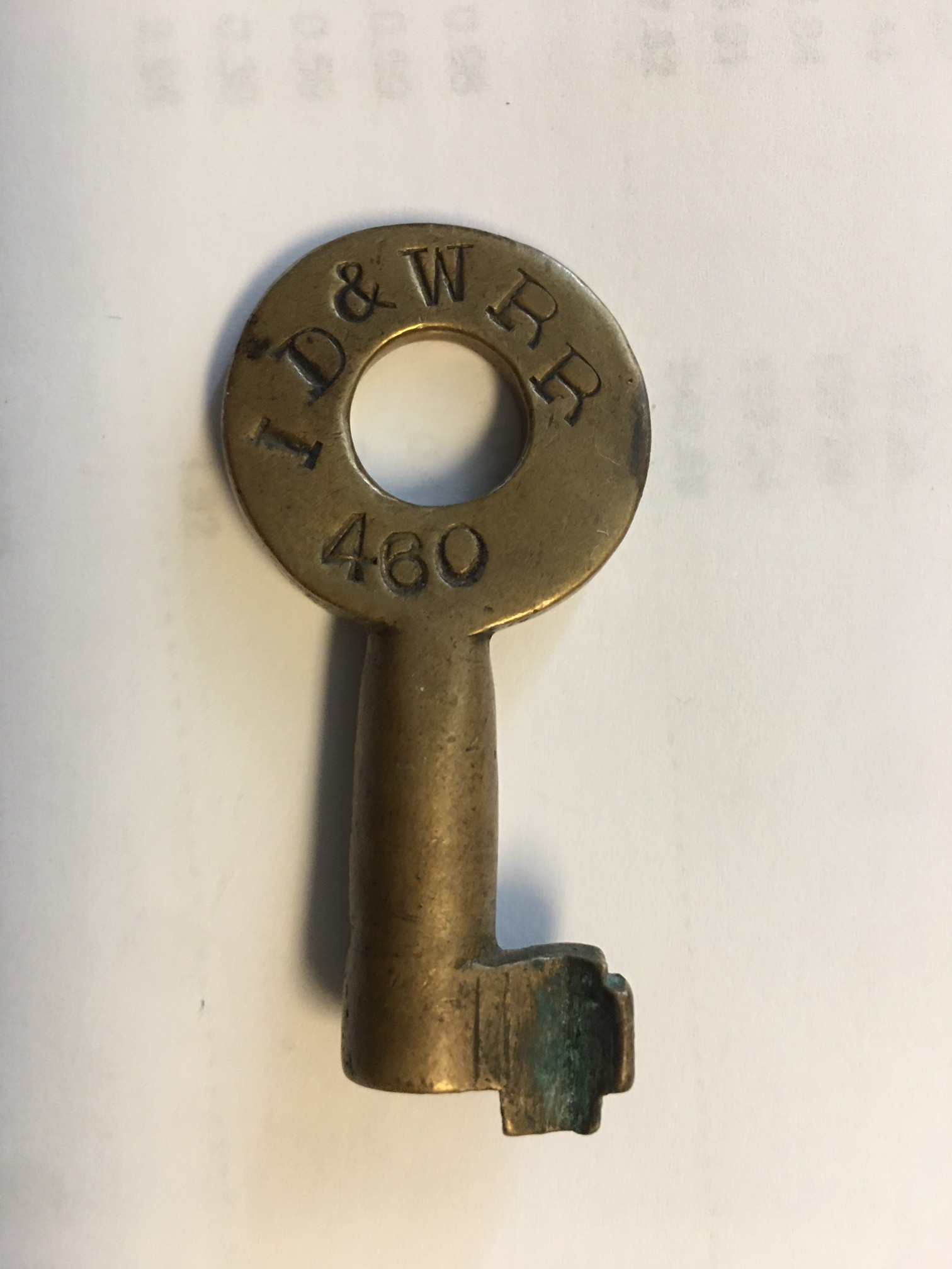 Indiana Decatur & Western RR Fraim (Keystone) Brass Switch Key ID&WRR
