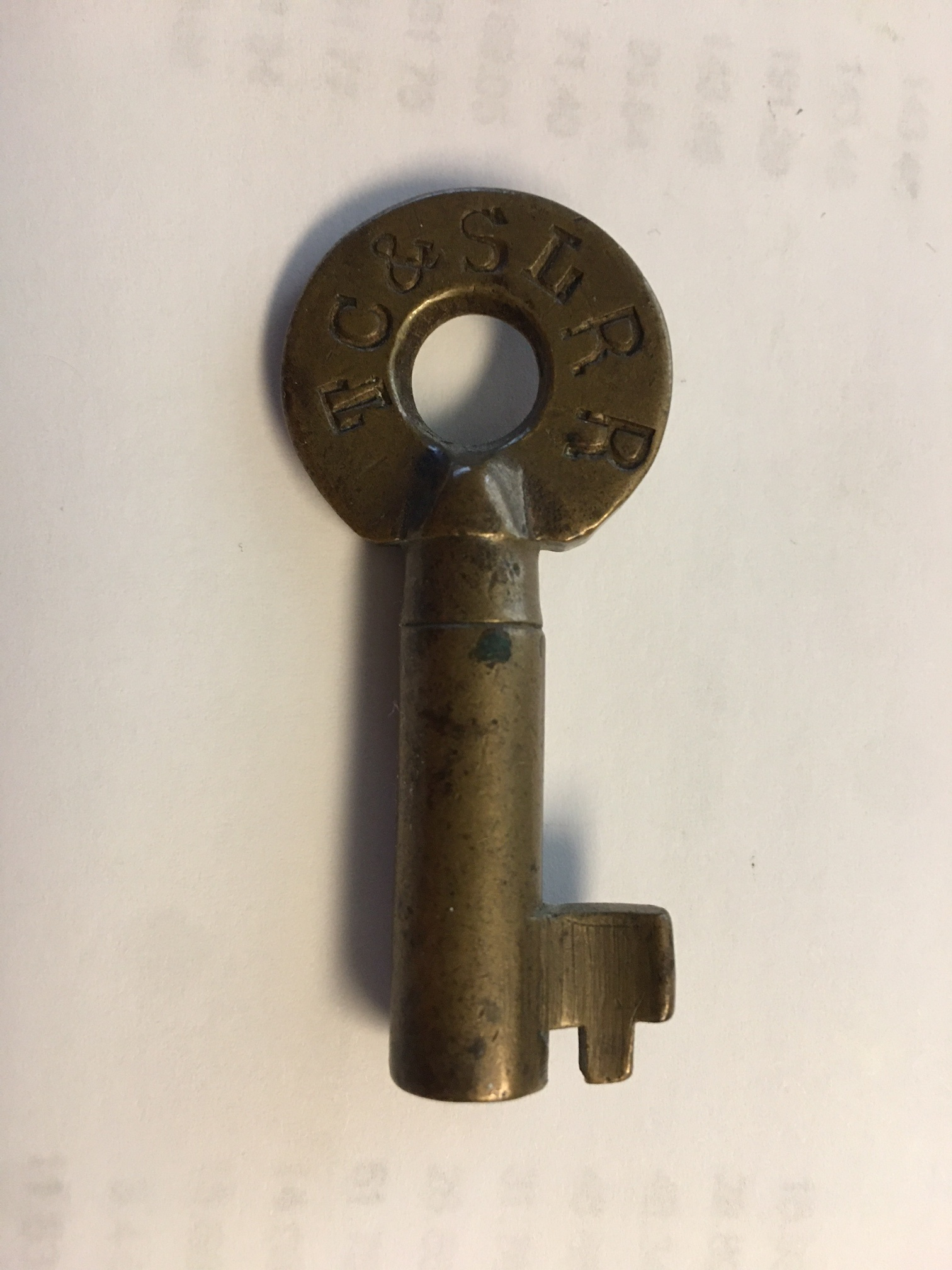 Toledo Cincinnati & St Louis RR No hallmark Brass Switch Key TC&SLRR