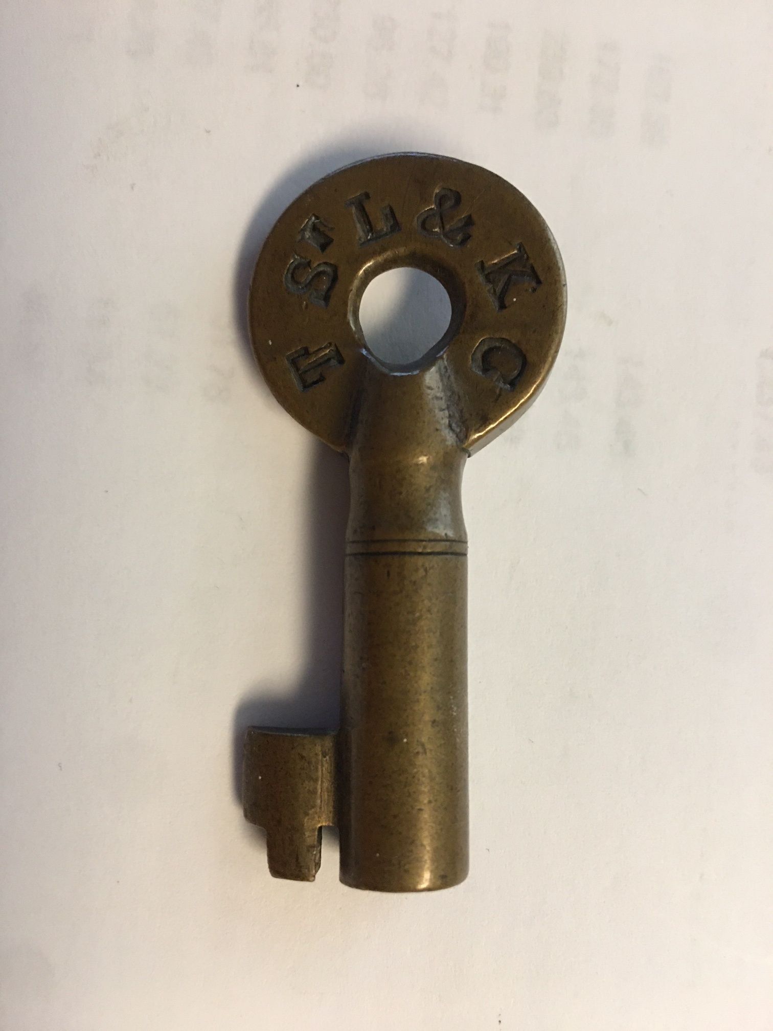 Toledo St Louis & Kansas City RR No hallmark Brass Switch Key TSTL&KC