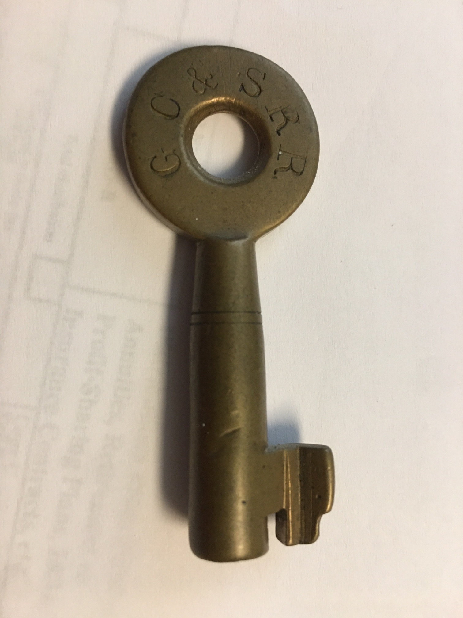 Gilman Clinton & Springfield RR No hallmark Brass Switch Key GC&SRR