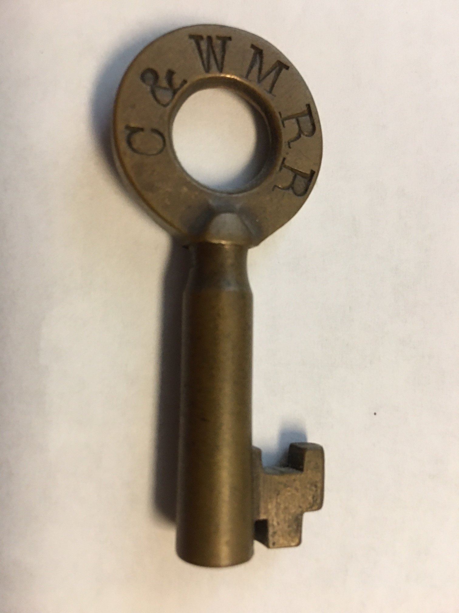 Chicago & West Michigan RR No hallmark Brass Switch Key C&WM
