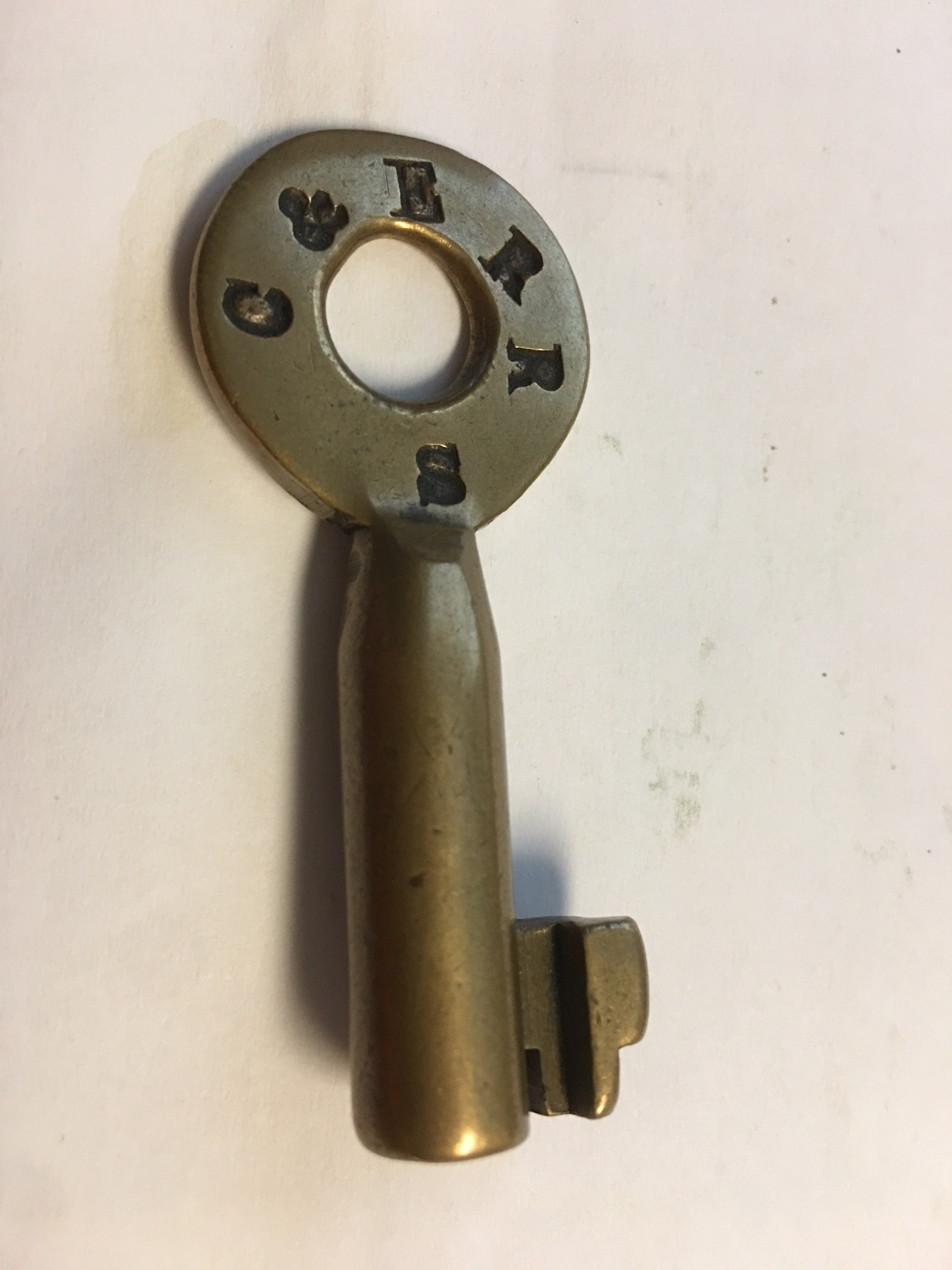 Chicago & Erie RR Union Brass Mfg. Co. [no hallmark] Brass Switch Key C&ERR