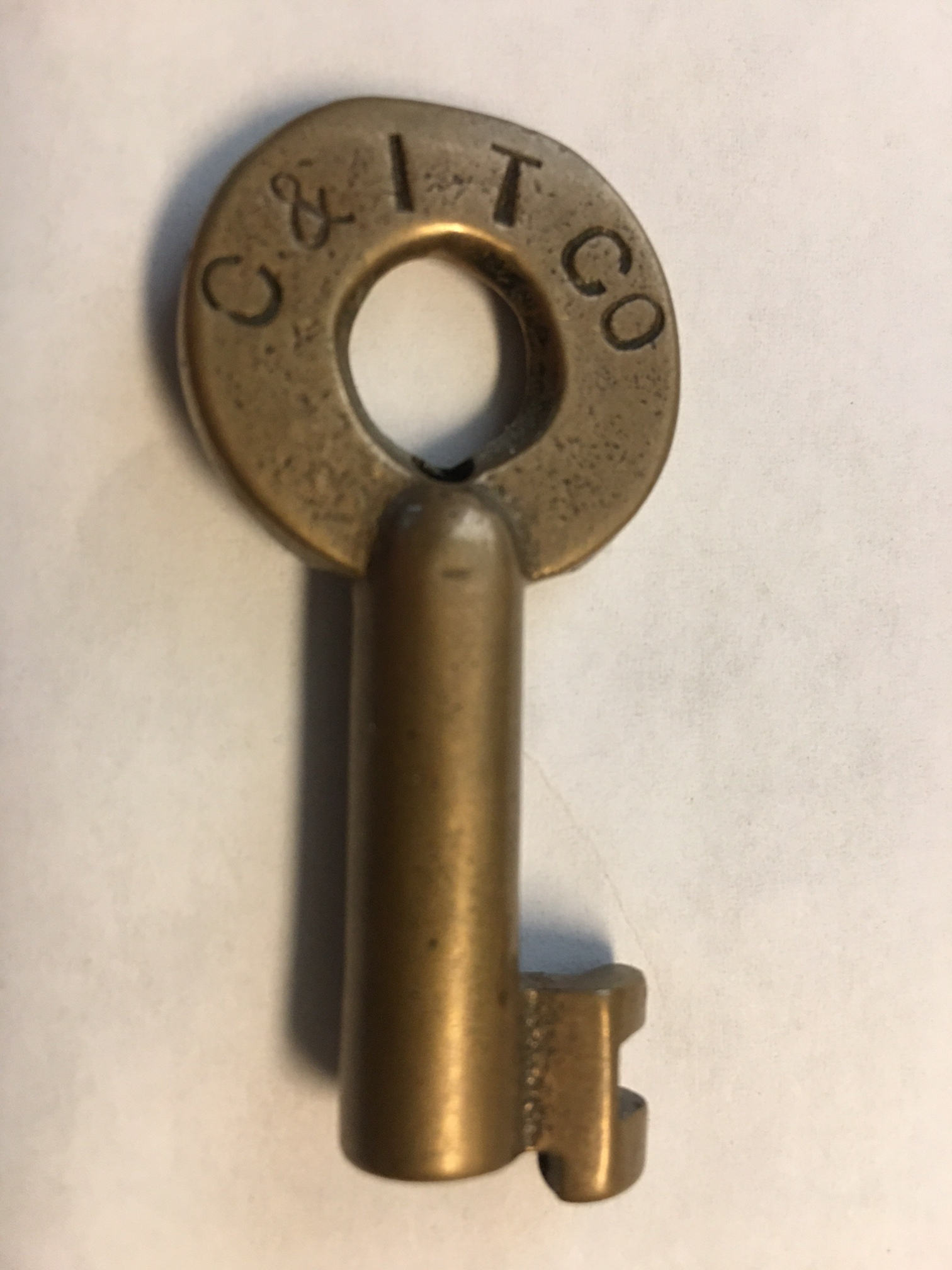 Chicago & Interurban Traction Co Adlake (curved) Brass Switch Key C&ITCO