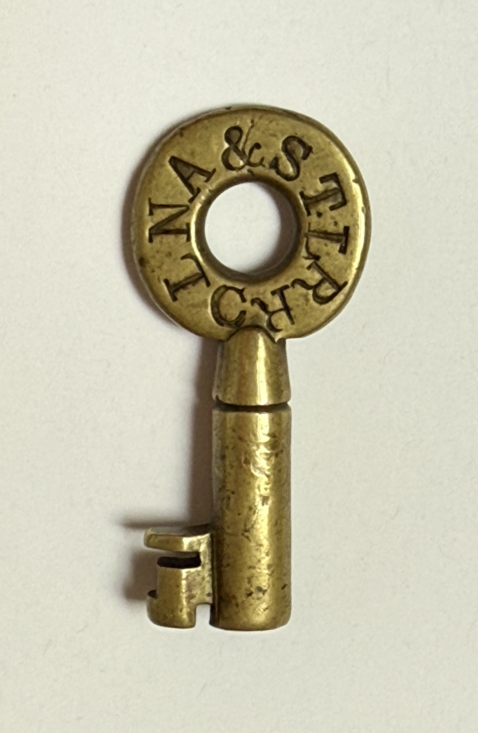 Louisville, New Albany & St. Louis Railroad Geo. B. Bahr Brass Car Key LNA&STLRR