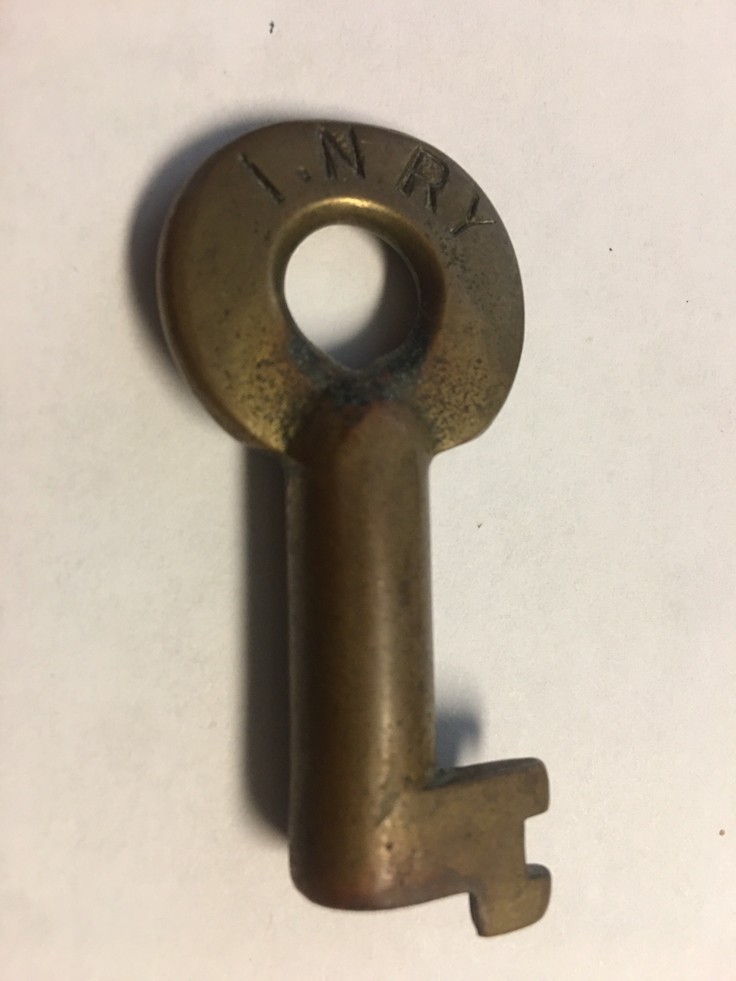 Illinois Northern RY Adams & Westlake (Philadelphia) Brass Switch Key INRY
