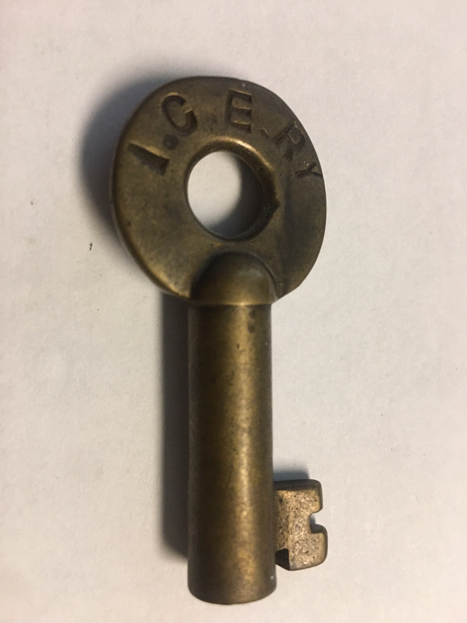 Illinois Central Electric RY Adams & Westlake (hexagon) Brass Switch Key ICERY