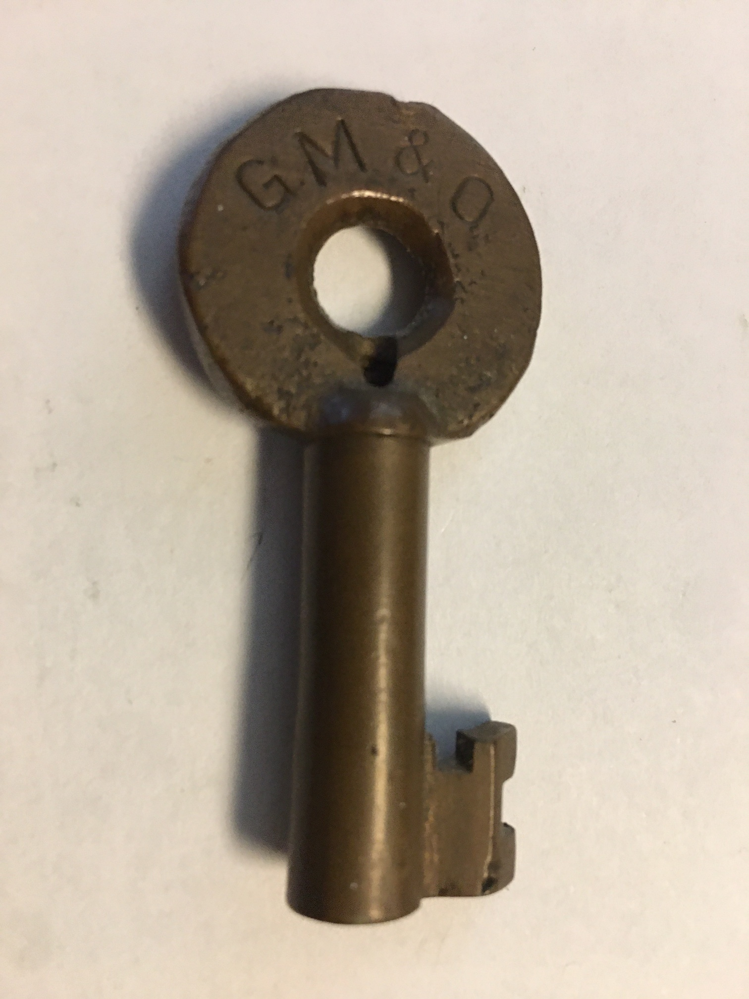 Gulf Mobile and Ohio RR Adlake (straight) Brass Switch Key GM&O