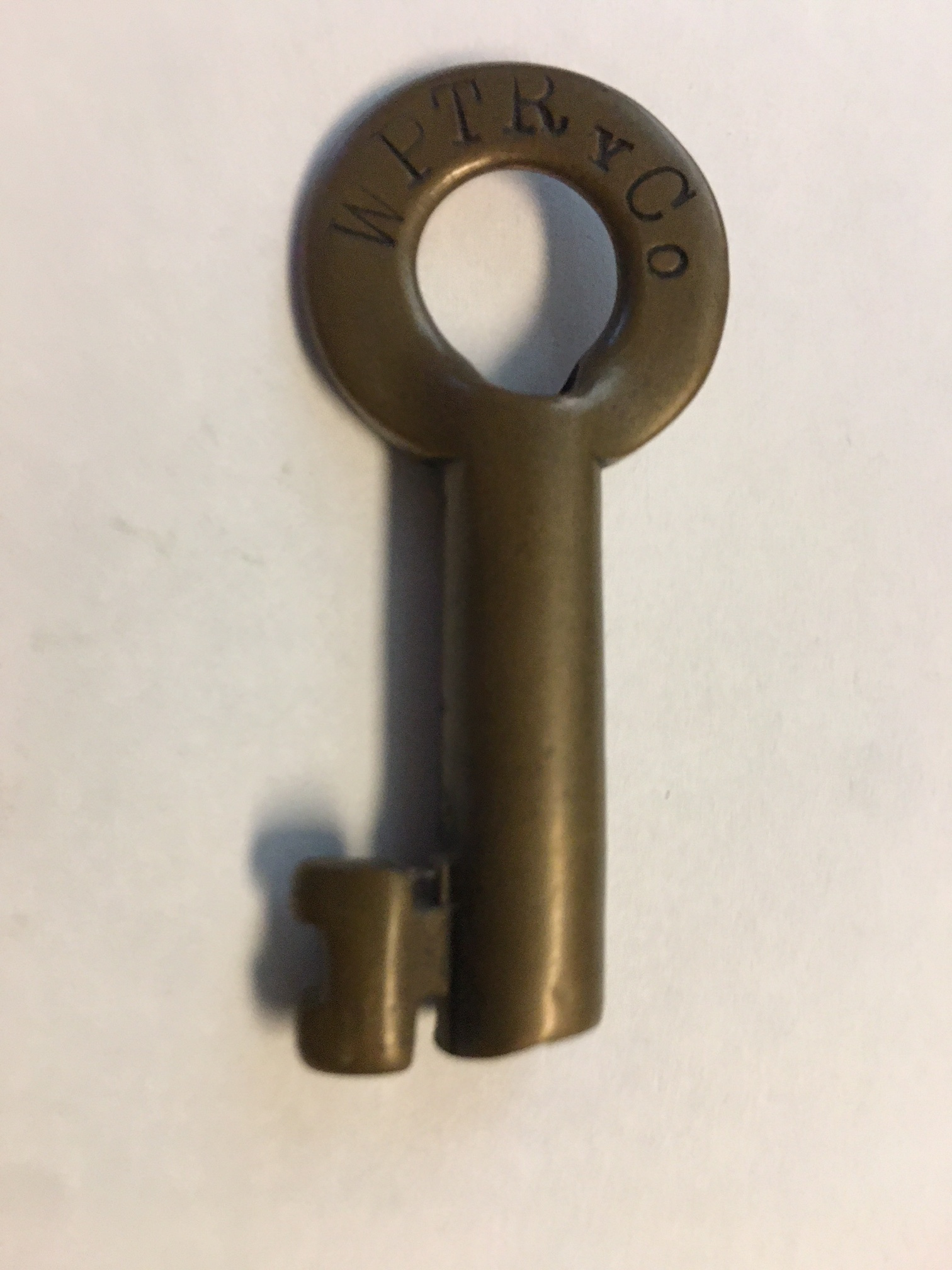 Wabash Pittsburg Terminal Ry Wilson [“W”] Bohannan Co. Brass Switch Key WPTRYCO