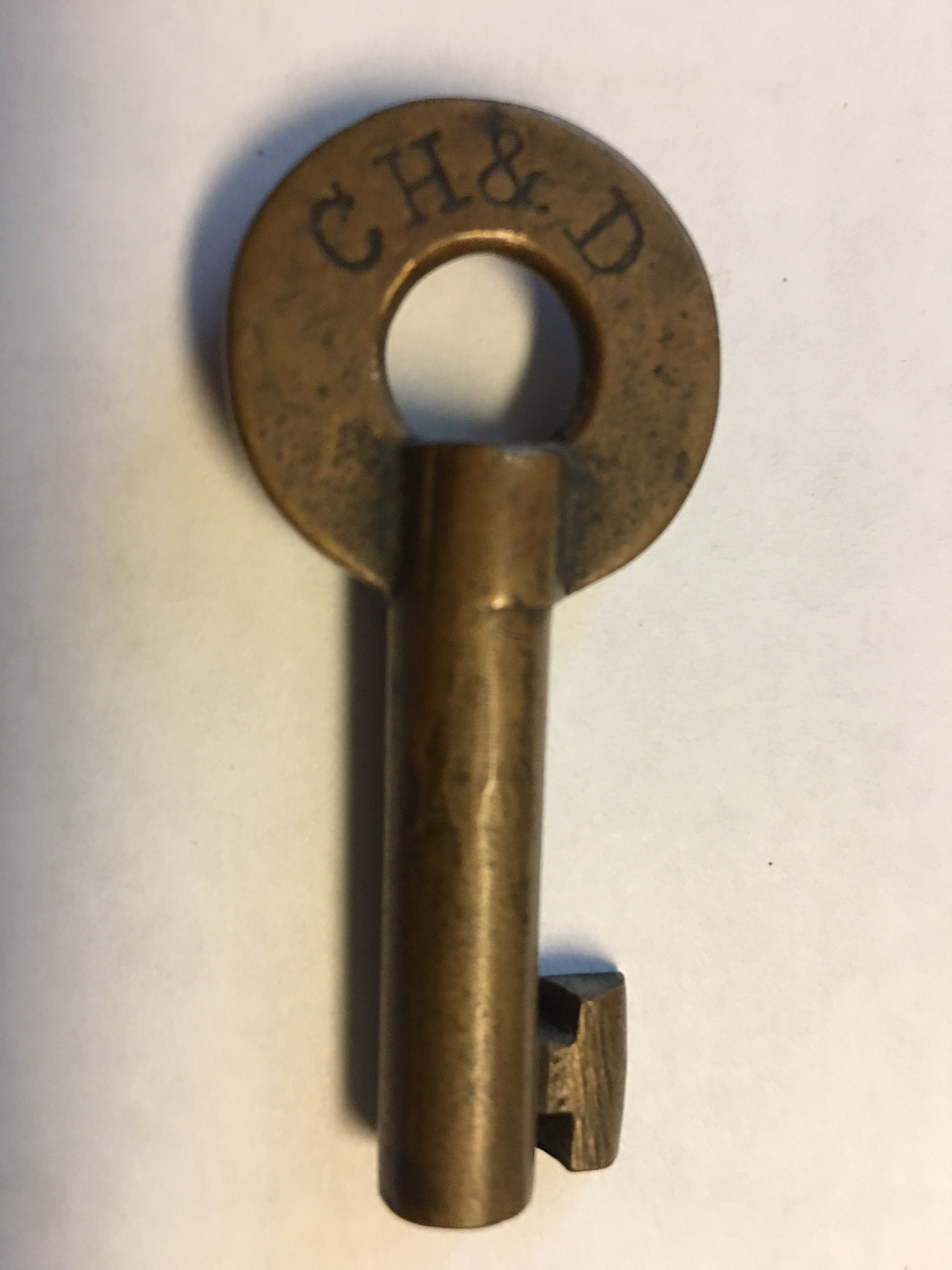 Cincinnati Hamilton & Dayton No hallmark Brass Car Key CH&D