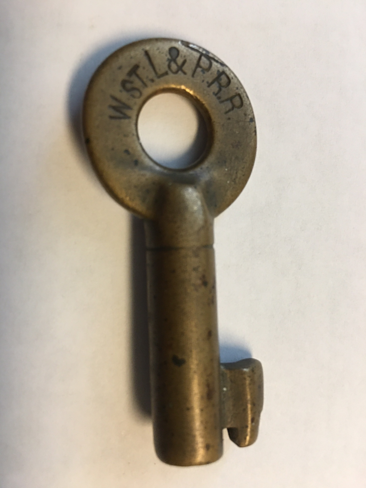 Wabash St Louis & Pacific RR Wilson [“W”] Bohannan Co. Brass Switch Key WSTL&PRR