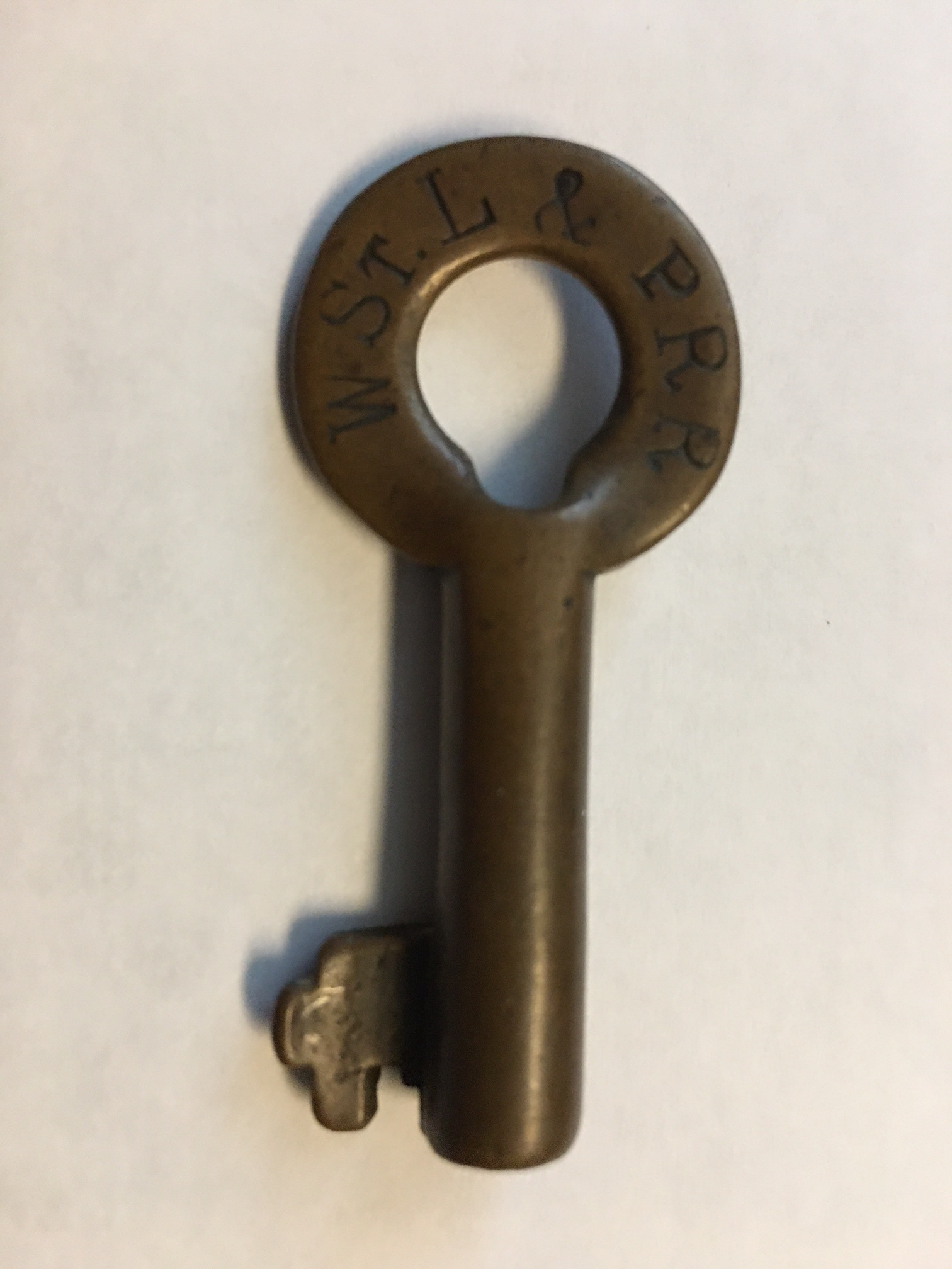 Wabash St Louis & Pacific RR Wilson [“W”] Bohannan Co. Brass Car Key WSTL&PRR