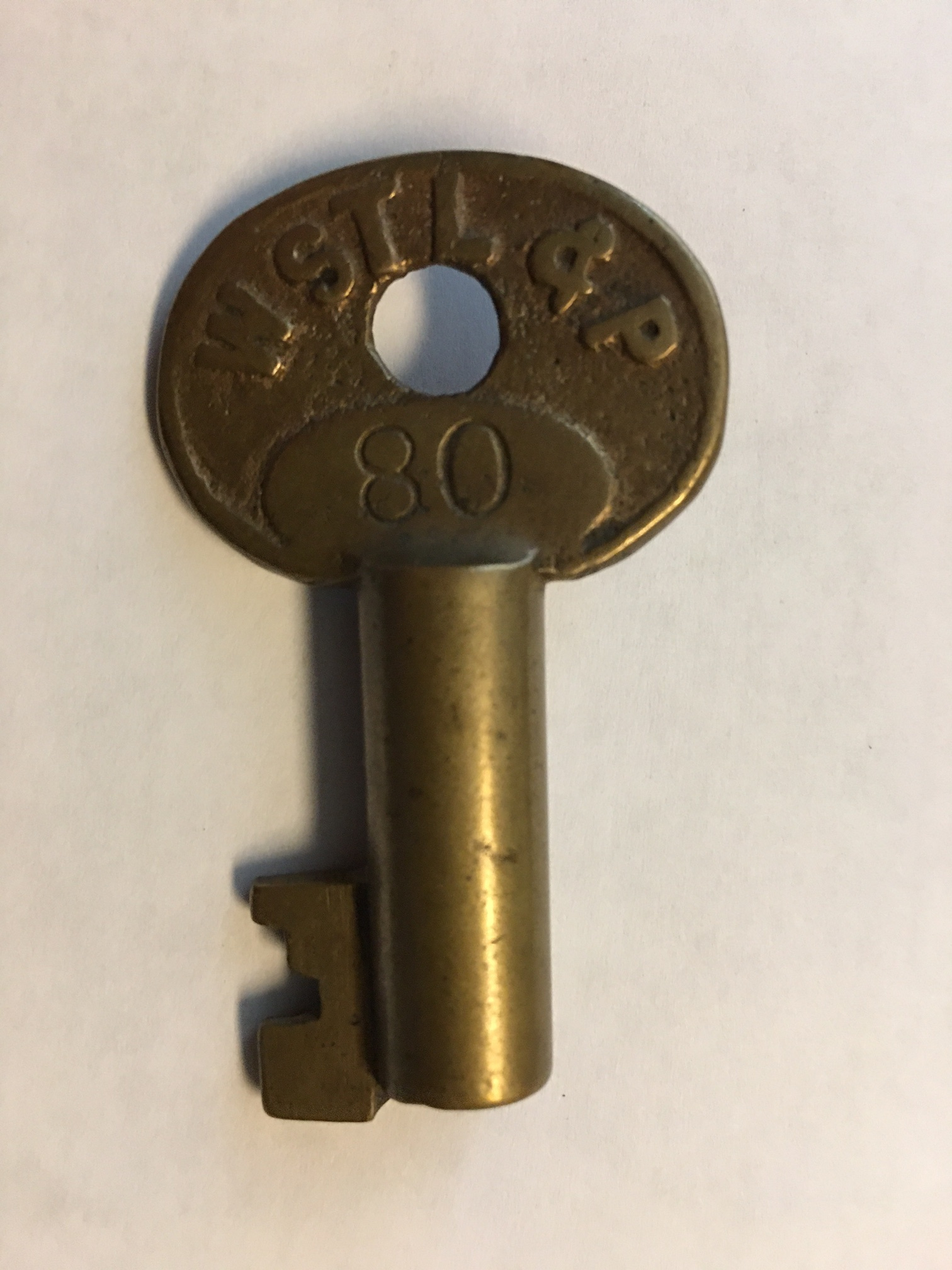 Wabash St Louis & Pacific RR/Union Line No hallmark Brass Car Key WSTL&PRR