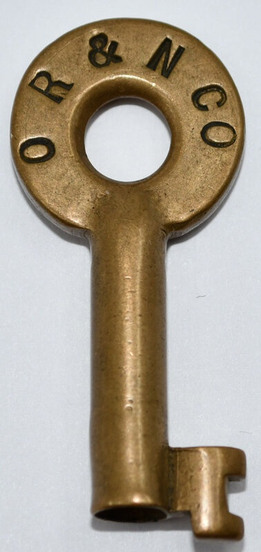 Oregon Railroad & Navigation A&W shown in hexagon hallmark Brass Switch OR&N CO