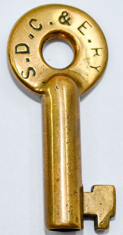 San Diego Cuyamaca & Eastern A&W shown in hexagon hallmark Brass SDC&E RY