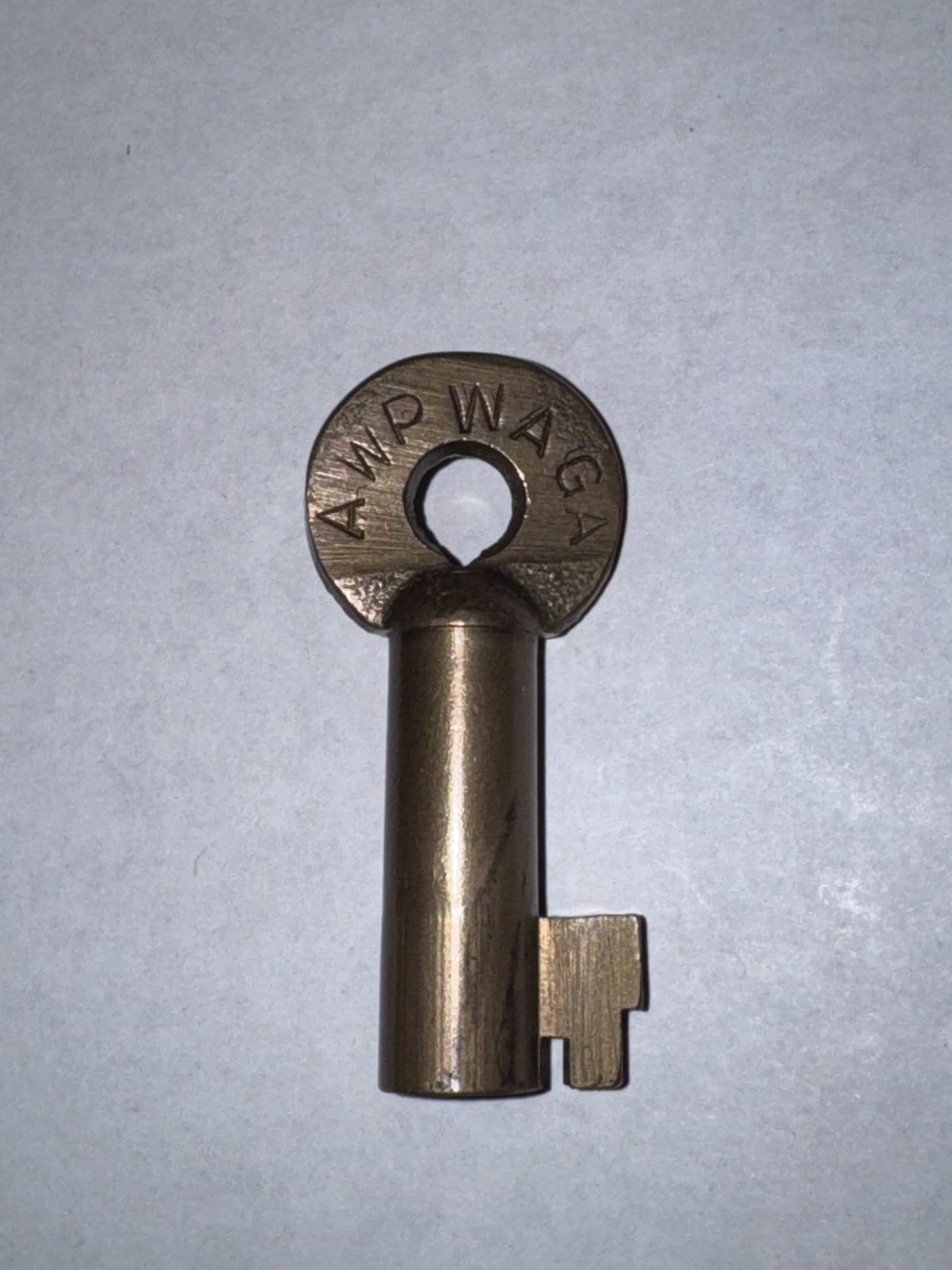 Atlanta and West Point Railroad Adlake (straight) Brass Switch Key AWP