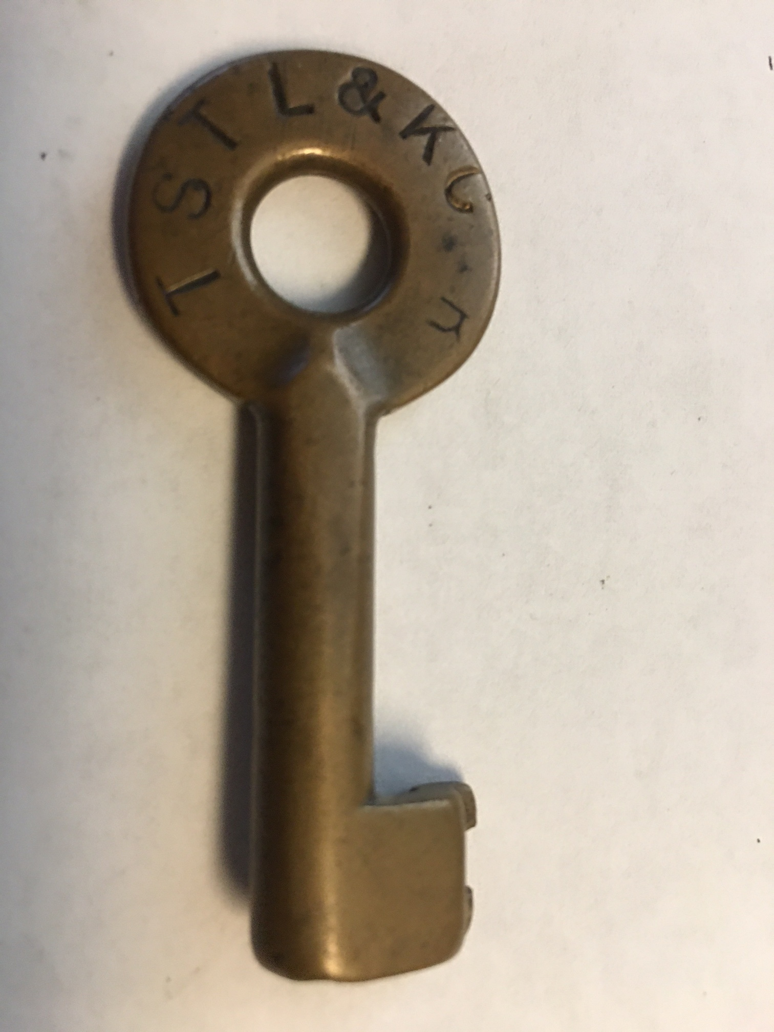Toledo St Louis & Kansas City RR Adams & Westlake (hexagon) Brass Switch Key TSTL&KCRR